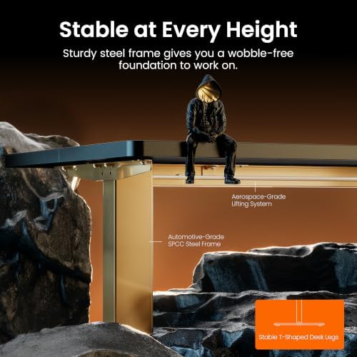 ErGear Height Adjustable Electric Standing Desk, 48 x 24 Inches Sit Stand up Desk, Memory Computer Home Office Desk, Black+Gold - Image 5