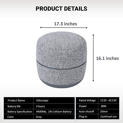 Ottoman Foot Massager by Ottossage, Massaging Ottoman with Removable Lid provides Air Compression, Shiatsu kneading, intense vibration and heat therapy. Extra Powerful with upgraded li-ion battery. - Image 2