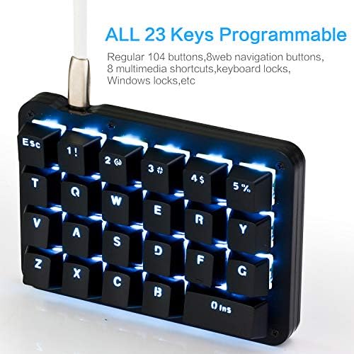 Koolertron 23-Key One-Handed Mechanical Keypad, Blue LED - Image 6