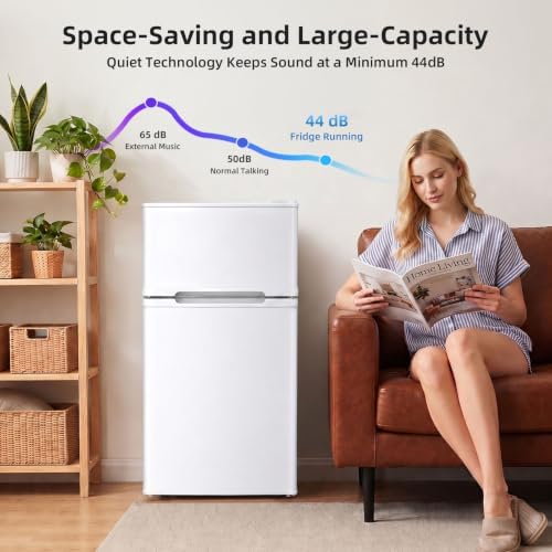 Antarctic Star Compact Mini Fridge with Freezer,Double Door with Adjustable Thermostat,Small Fridge Removable Shelves for Dorm/Office,2.5 Cu.Ft,WHITE - Image 5