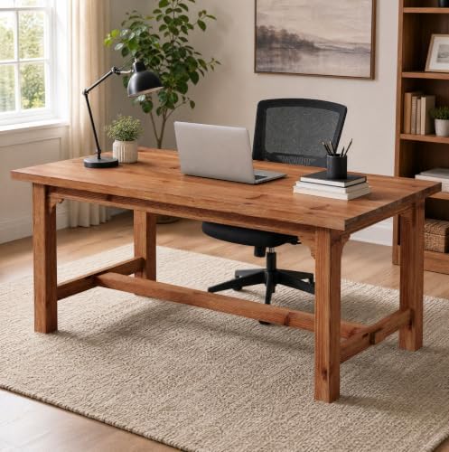63‑Inch Solid Wood Executive Desk with Thick Legs - Image 4