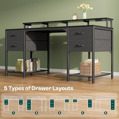 Huuger 63 inch Computer Desk with Power Outlets & 4 Drawers - Image 5