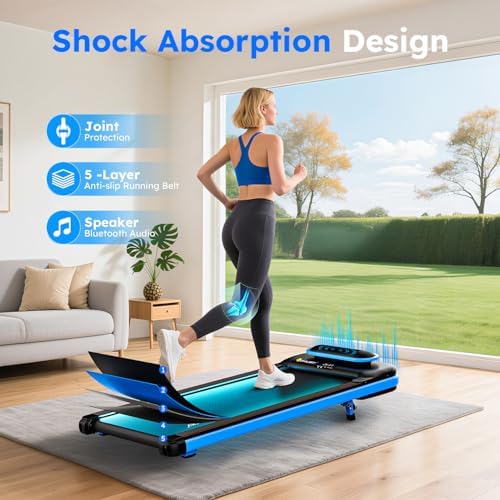 OWLSKY Walking Pad & App, 2 in 1 Under Desk Treadmill for Home & Office, 2.5 HP Quiet Mini Treadmill Max 250 lbs with Remote Control & LED Display, Compact Tapis Roulant (Blue) - Image 4