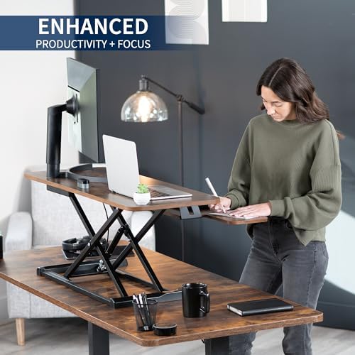 VIVO Rustic Vintage Brown 42 inch Standing Desk Converter, DESK-V042KN - Image 4