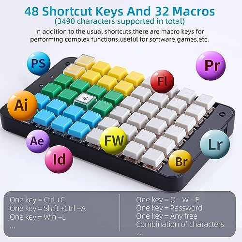 Koolertron One Handed Macro Mechanical Keyboard 48-Key - Image 4