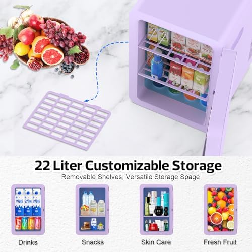 advwin 22L Mini Fridge for Bedroom, 30 Cans Portable Cooler & Warmer Compact Refrigerators with AC/DC Power for Skin Care, Beverage, Cosmetics, Food, Drinks, Office Desk Dorm Room - Image 2