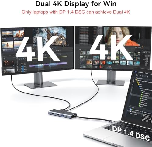 USB C Docking Station Dual Monitor for HP,Laptop Docking Station 3 Monitors - Image 4