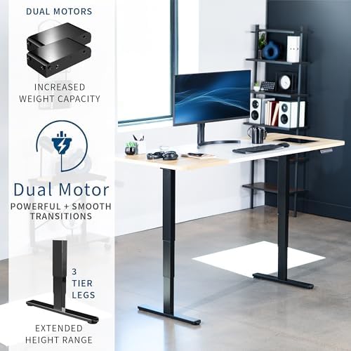 VIVO White/Light Wood 71 x 30 in Standing Desk, DESK-KIT-2B7WC - Image 4