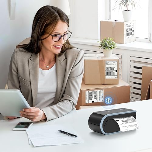 JADENS Bluetooth Thermal Label Printer, Wireless with Built-in Paper Bin - Image 5
