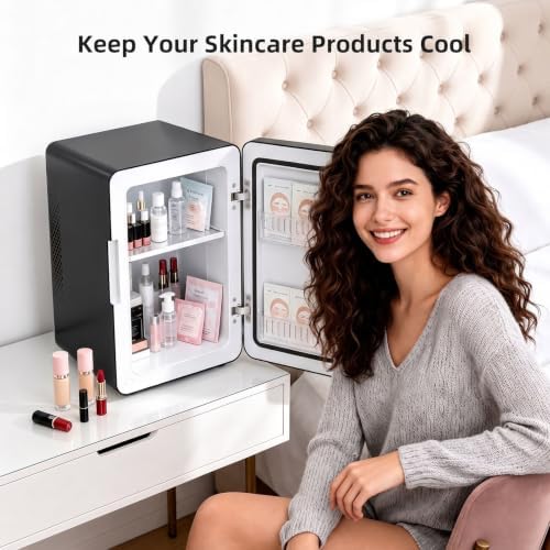 Antarctic Star Mini Fridge 6L/8 Can Portable Cooler,Personal Compact Refrigerator for Skin Care, Food,Drinks or Cosmetics, AC/DC for Bedroom, Car, Office,Black - Image 5