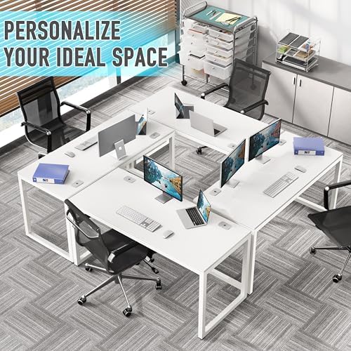 SHW 55-Inch Commercial-Grade Office Computer Desk, White - Image 6