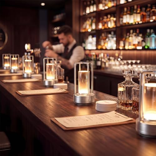 6 Pack Portable Metal Table Lamp LED Rechargeable Cordless Table Light Battery Operated Desk Touch Lamp 3 Color Stepless Dimming Light for Home Outdoor Camp Patio Bar Restaurant (Silver) - Image 5