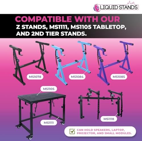 Liquid Stands Studio Monitor Stands - Music Studio Desktop Speaker Stand - 2 Pack 12x9 Clamp-on Adjustable Short or Tall Speaker Support for Music Booth Desk Audio Monitor Stand Mount with Tilt - Image 6