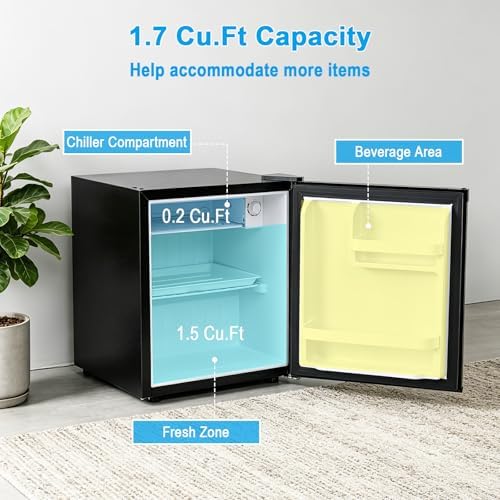 COSTWAY 1.7 Cu.Ft Mini Fridge with Compartment for Dorm Office Bedroom - Image 4