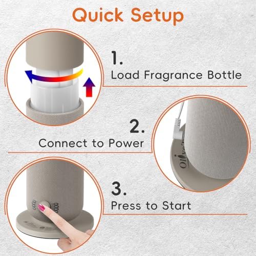 Waterless Diffuser with Fabric-Wrapped Design, OliveTech Cold Air Scent Diffusers for Home & Office, Hotel Collection Diffuser, Adjustable Intensity, Ambient Light, 1 x 30ml Essential Oil Included - Image 5