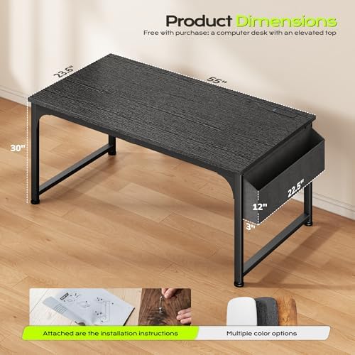 DurayLoly 55 x 24 inch Desk, 24mm Thick Heavy Duty Computer Desk with RGB LED & Power Outlets, Gaming Desk with Detachable Stand, 150LBS Load Capacity, Work Gaming Desk for Home Office, White - Image 2