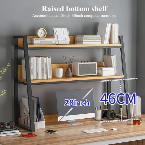 Dorm Desk Hutch,Ladder Desktop Bookshelf,2-Tier Computer Desktop Bookcase,Desk Hutch Top Only,Desk Organizer Shelf,Multipurpose Desktop Display Rack for Dorm Office Home(45x13x35inch, Black) - Image 6