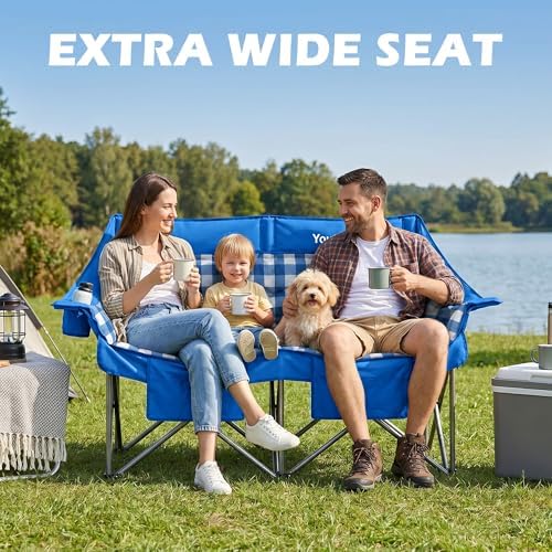 Youtanic 60" Extra Double Camping Chair for Adults, 700lbs Padded Loveseat - Image 3