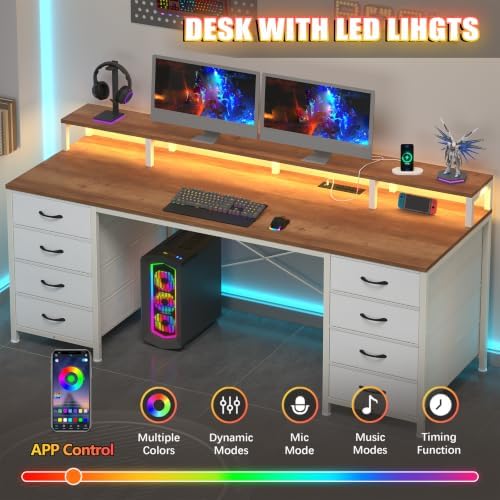 60" Computer Desk with 8 Drawers & Monitor Stand for Home Office, Bedroom - Image 5