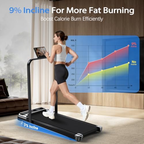 Walking Pad Treadmill for Home - 3.0HP Tread Mills with with 9% Incline, Compact Walk Pad Running MachineIndoor Foldable for Small Spaces Under Desk Office - Image 2