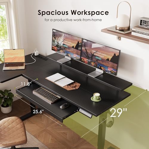 OffiGo 55" Reversible L Shaped Electric Standing Desk, Carbon Fiber Black - Image 4