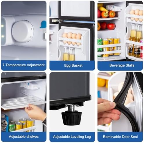 2.9 Cu.Ft Mini Fridge with Freezer, Compact Double Door Refrigerator - Image 4