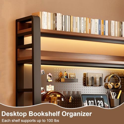 3 Tier Desktop Shelf with Pegboard, Heavy Duty Desk Organizer - Image 4
