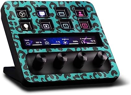 MightySkins Glossy Glitter Skin Compatible with Elgato Stream Deck + - Teal Leopard | Protective, Durable High-Gloss Glitter Finish | Easy to Apply, Remove, and Change Styles | Made in The USA by MIGHTY+SKINS