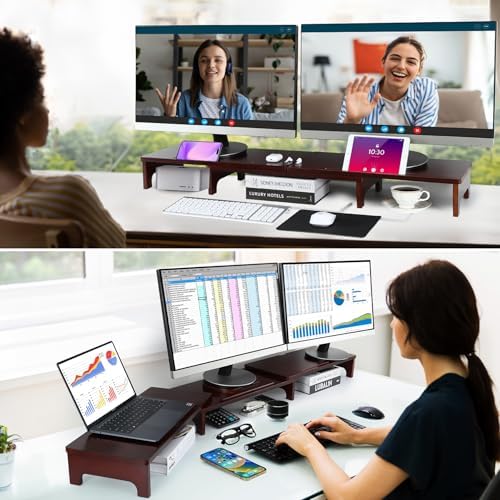 Nnewvante Bamboo Monitor Riser, 60 inch Upgrade Height Large TV Riser - Image 3