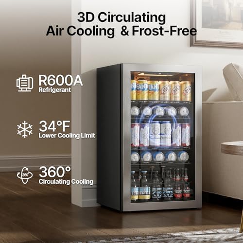 Ca'Lefort 130 Cans Mini Fridge, Beverage Refrigerator Cooler for Drink/Beer - Image 4
