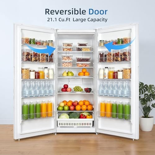 Antarctic Star 21.2 Cu.Ft Convertible Freezer Refrigerator,Upright fridge with powerful LED light，Reversible door for Kitchen,Dorm and Office,White - Image 4