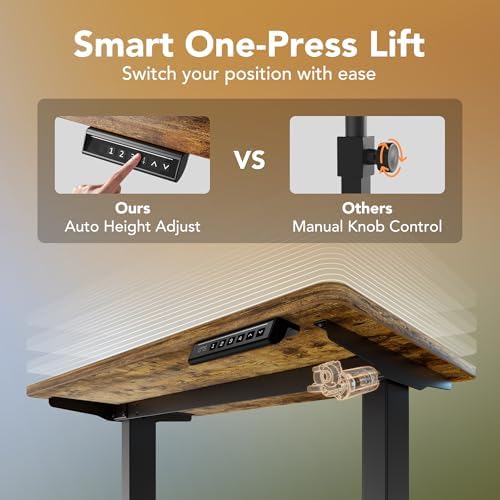 HUANUO 55x28 Inch Electric Standing Desk, Height Adjustable, Rustic Brown - Image 4