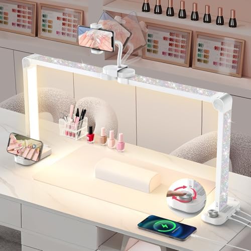Half Moon Light for Nail Desk: 34" Large Foldable Nail Light for Desk by Yokilly