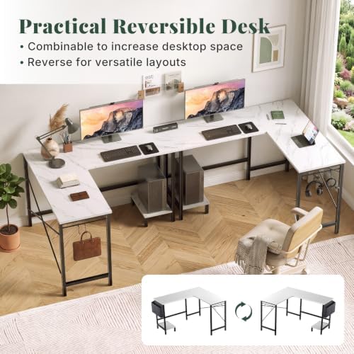 L Shaped Computer Gaming Desk with PC Stand for Home Office - Image 3