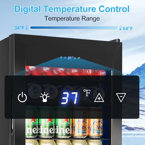 FoMup Beverage Refrigerator 126 Can, Mini Beverage Fridge Small Beverage Cooler with Glass Door Safety Lock, Drink Fridge for Beer Soda Wine, Perfect for Dorm Office Hotel - Image 3
