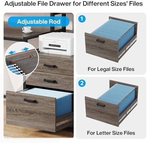 Tribesigns 63 Inch Computer Desk with File Drawer Cabinet, Home Office Desk - Image 7