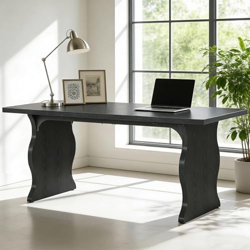 Tribesigns 63" Large Desk for Home Office, Spacious Executive Computer Desk with Ample Leg Room, Double PC Gaming Writing Table Study Desk with Sturdy Legs, Black by Tribesigns