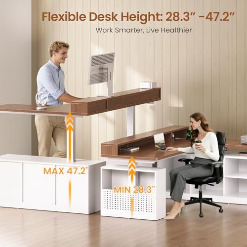 SEDETA 63" L Shaped Electric Standing Desk with Storage, Monitor Stand - Image 3