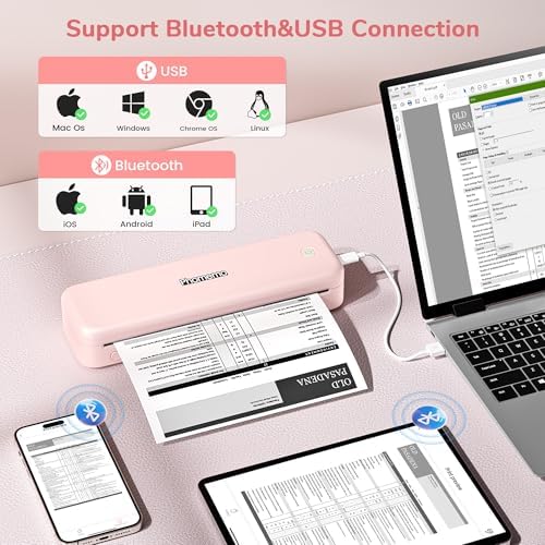 Phomemo M834 Inkless Portable Thermal Printer with a Case, 8.5 x 11, Pink - Image 4