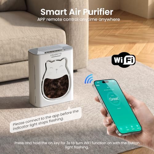 Pet Air Purifier for Home, H13 HEPA Washable Filter,Air Cleaner with APP&Air Quality Monitor for Pet Hair Dander Odor Allergies Pollutant Smoke Dust for Large Rooms 2200 Ft², Auto Mode,P365 White - Image 2