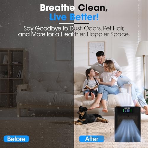 SereneLife HEPA Air Purifier for Home – Smart WiFi & App Control, Ultra-Quiet Air Purifier for Bedrooms & Large Rooms, Removes Dust, Pet Hair & Odors, Ideal for Pets & Allergies (1,076 Sq Ft, Black) - Image 3