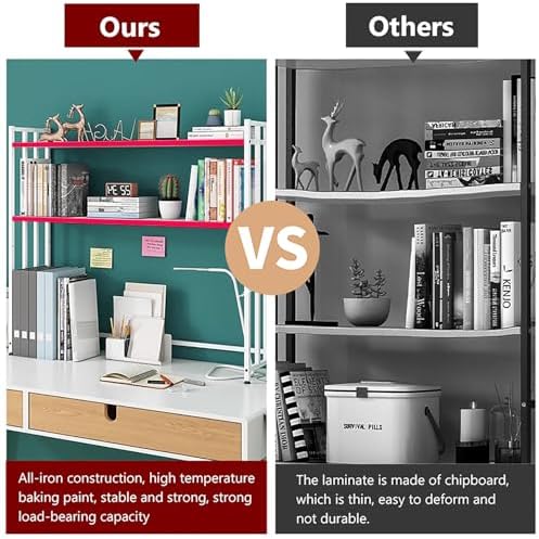 Metal Desk Hutch Dorm,2-Tier Desktop Bookshelf,Computer Desktop Organizer,Adjustable Display Rack for Home Office Dorm Countertop Storage Organizer (95cm/37.4", Black) - Image 3