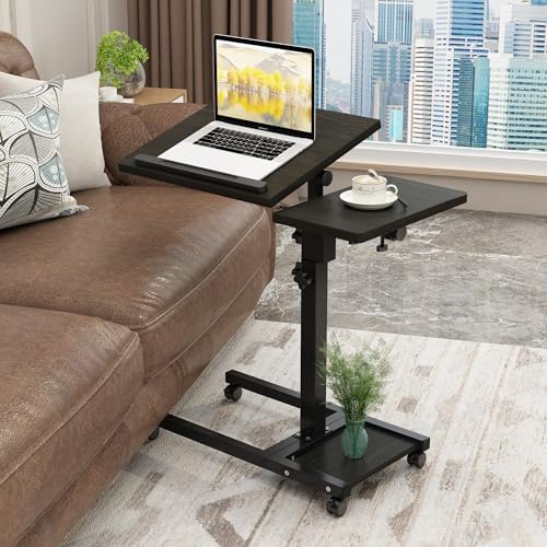 LINGMI Mobile Height Adjustable Laptop Desk with Mouse Pad, Portable Laptop Desk Rolling Tiltable Table with Small Side Table for Couch,Rolling Computer Stand by Unknown