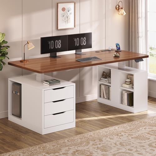 SEDETA 63" Modern Electric Standing Desk with 3 Drawers, Storage Shelves by SEDETA