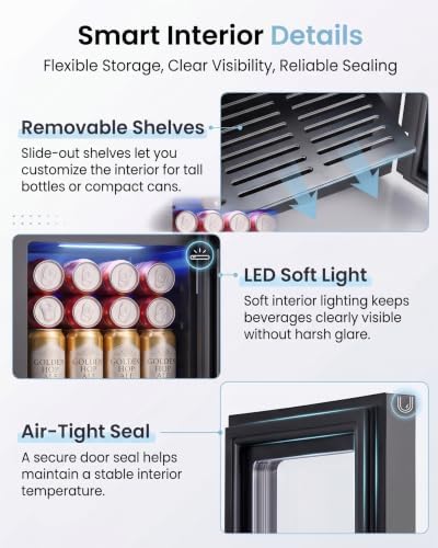 Icyglee 24 Can Mini Fridge, 0.6 Cu.Ft Beverage Refrigerator Cooler, Black - Image 4