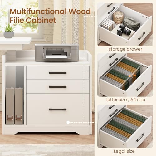 SEDETA L Shaped Standing Desk with File Cabinet, 3 Drawers, Power Outlet - Image 5