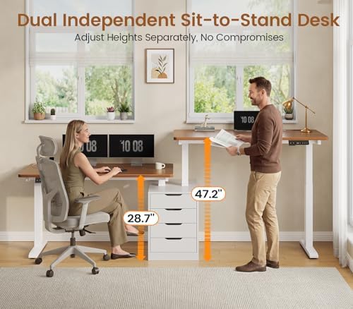 SEDETA Standing Two Person Desk with 4 Drawers, 2 Power Outlets, CPU Stand - Image 3