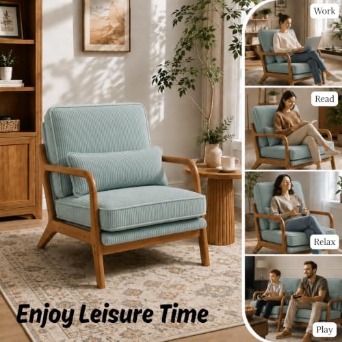 Karl home Mid-Century Modern Accent Reading Chair, Teal - Image 4