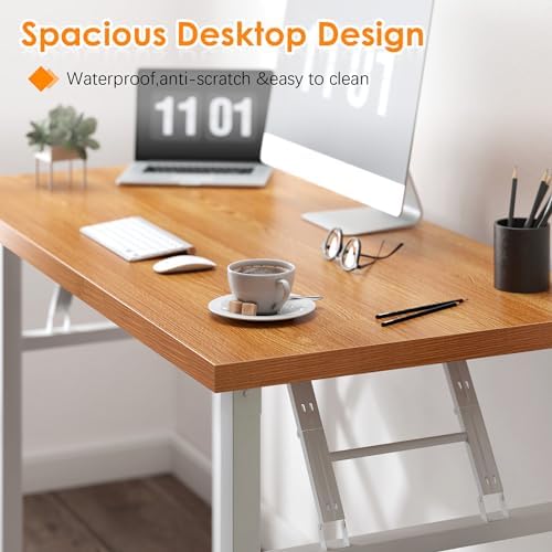 Need Office Computer Desk 54.3 Inch Sturdy Folding Laptop Table Teak - Image 6