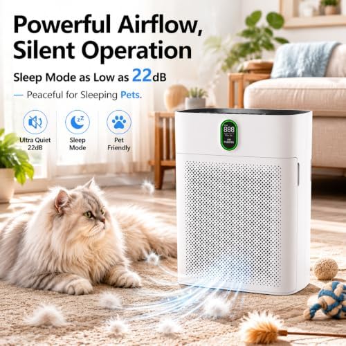 Air Purifiers for Large Room up to 3000 Sq Ft, Honeyuan H13 True HEPA Air Purifier for Pets & Home with PM2.5 Display, Dual-Side Air Intake, 22dB Quiet, Child Lock, HY4866 - Image 6